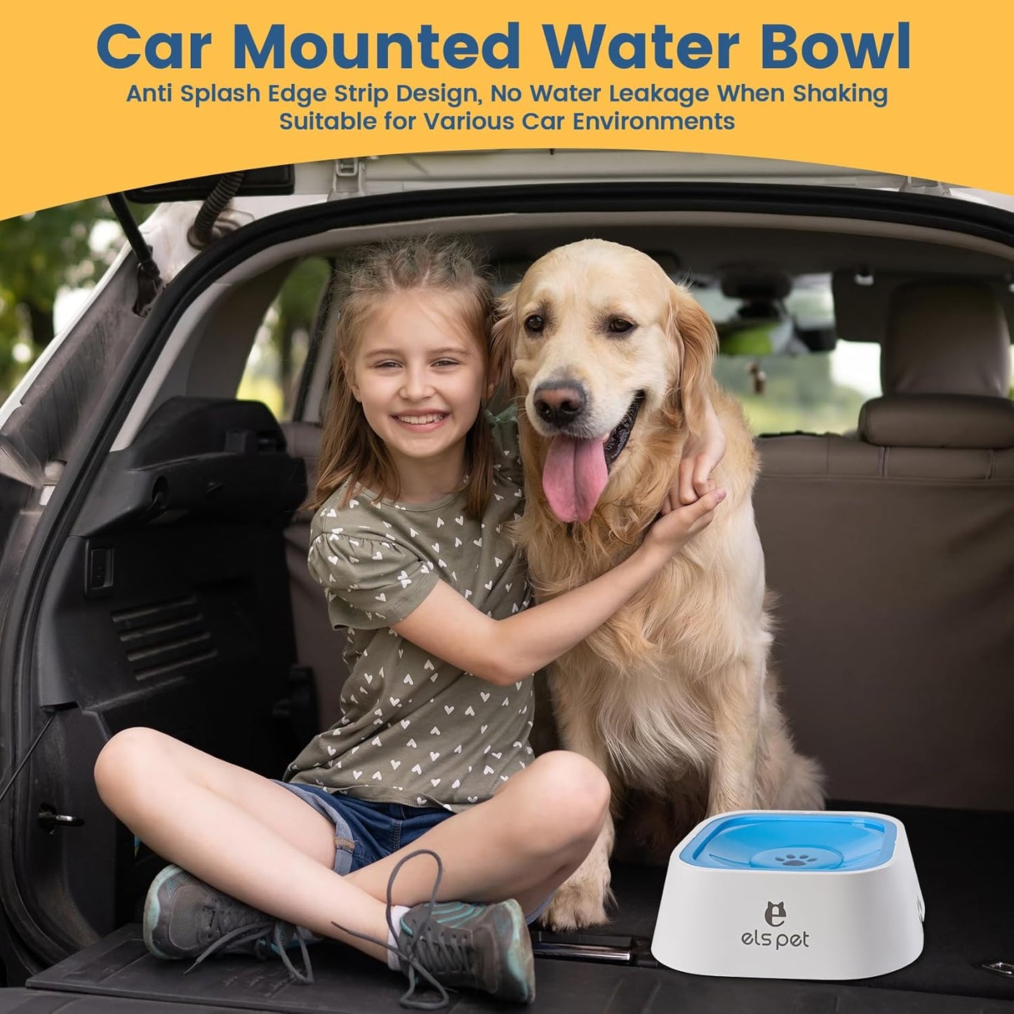 No-Spill Dog water Bowl- 35oz Slow Drinking & Anti- Splash Bowl