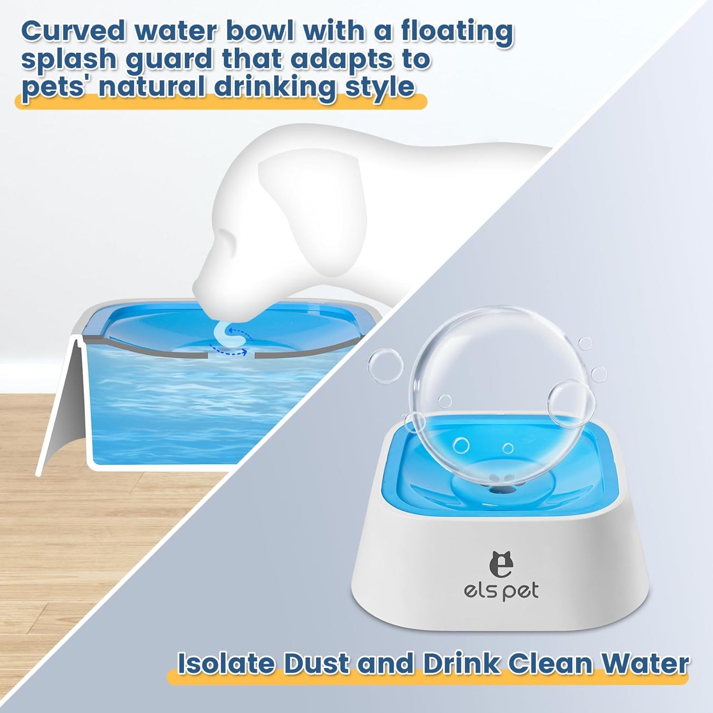 No-Spill Dog water Bowl- 35oz Slow Drinking & Anti- Splash Bowl