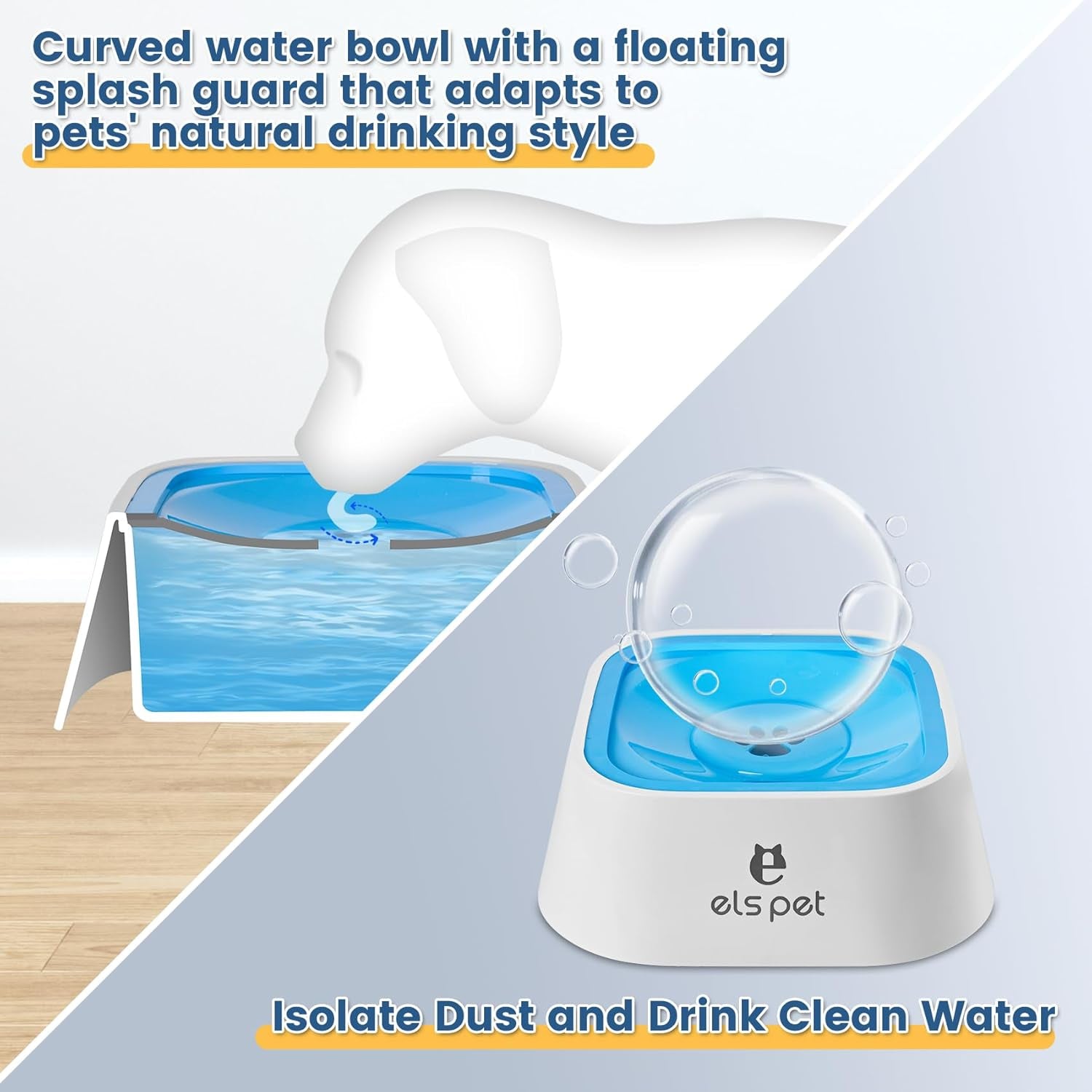 No-Spill Dog water Bowl- 35oz Slow Drinking & Anti- Splash Bowl