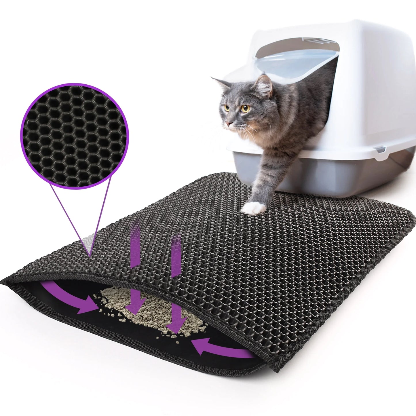 Waterproof Double - Layer Cat Litter Mat- 24x15 Inch Trapping Pad