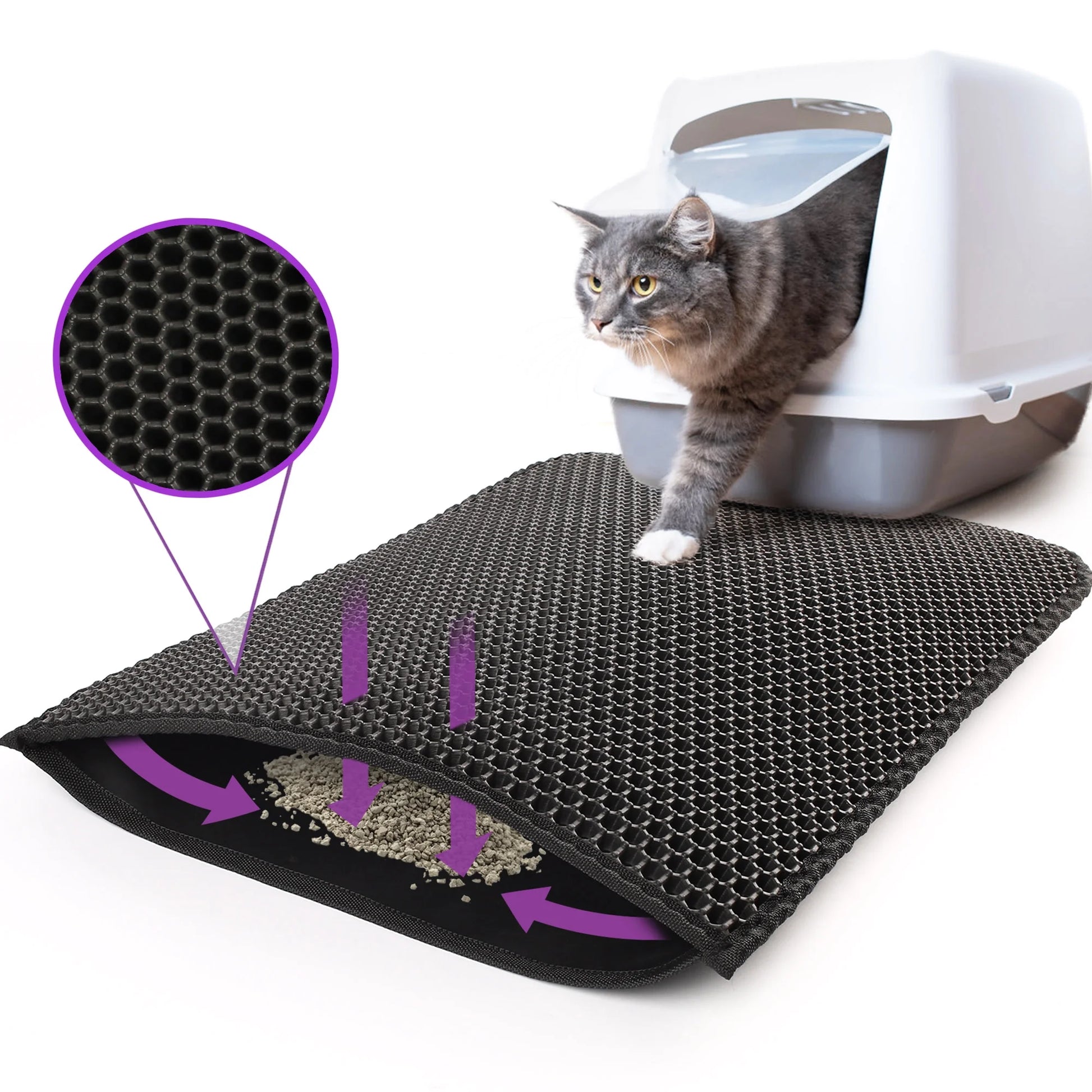 Waterproof Double - Layer Cat Litter Mat- 24x15 Inch Trapping Pad