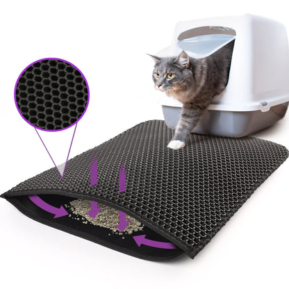 Waterproof Double - Layer Cat Litter Mat- 24x15 Inch Trapping Pad