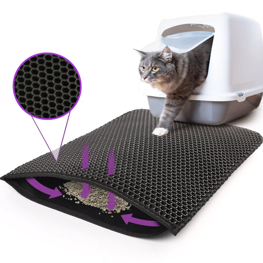 Waterproof Double - Layer Cat Litter Mat- 24x15 Inch Trapping Pad