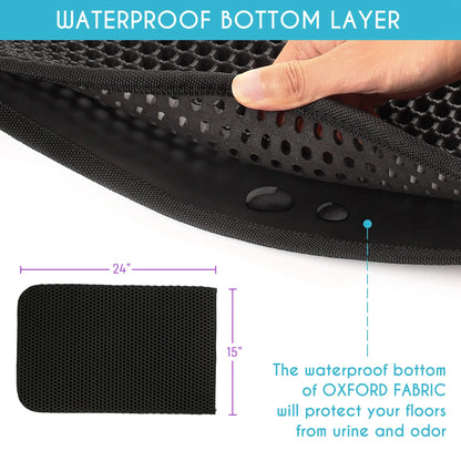 Waterproof Double - Layer Cat Litter Mat- 24x15 Inch Trapping Pad