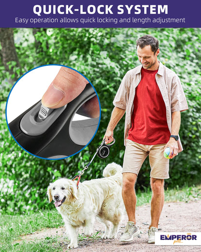 16-Foot Retractable Dog - Heavy- Duty Brake & Lock For Medium Dog 